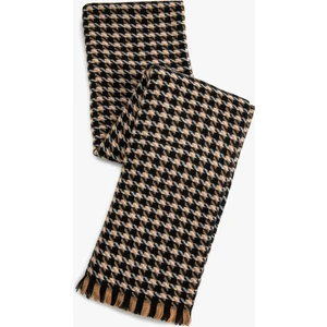 Atkı Kazayağı Desenli Püsküllü