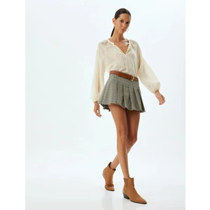 Pileli Mini Etek Standart Bel