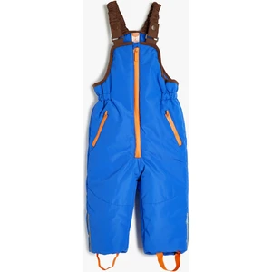 Fermuar Detaylı Askılı Uzun Kar Tulumu