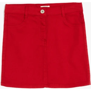 Düğme ve Fermuar Detaylı Cepli Basic Etek