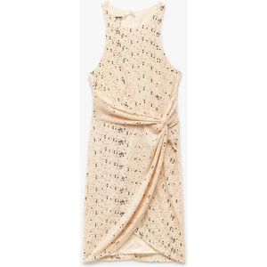 Simli Halter Yaka Kolsuz Bodycon Mini Elbise