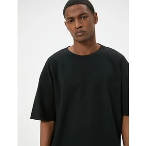 Basic Tişört Bisiklet Yaka Kısa Kollu Dokulu