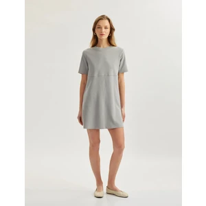Regular Fit Bisiklet Yaka Kısa Kollu Mini Elbise