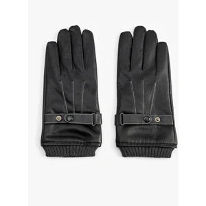 Suni Deri Eldiven Çıt Çıt Düğmeli Dikiş Detaylı