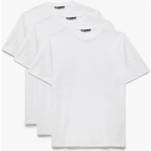 Kısa Kollu Bisiklet Yaka Pamuklu 3'lü Basic Tişört Seti