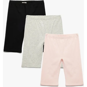 Pamuklu Beli Lastikli 3'lü Basic Kısa Tayt Seti