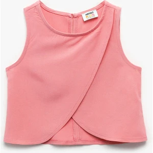 Bisiklet Yaka Kolsuz Asimetrik Kesim Viskon Bluz