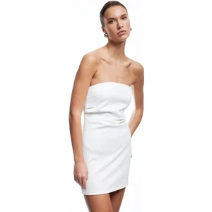 Scuba Krep Kumaş Drape Detaylı Mini Straplez Elbise