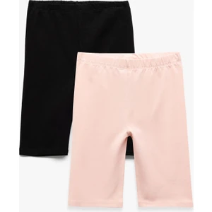 Pamuklu Beli Lastikli  2'li Basic Kısa Tayt Seti