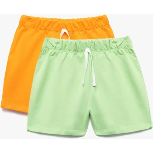 Pamuklu Basic Çok Renkli Beli Lastikli 2'li Şort Seti