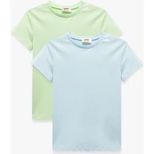 Bisiklet Yaka Kısa Kollu Pamuklu 2'li Basic Tişört Seti