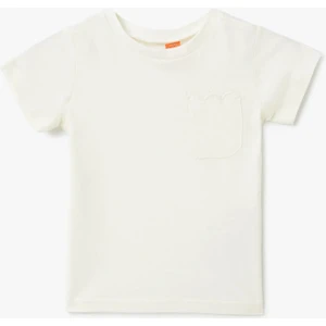 Pamuklu Bisiklet Yaka Kısa Kollu Cep Detaylı Basic Tişört