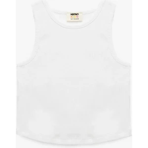 Pamuklu Kolsuz Bisiklet Yaka Basic Crop Atlet