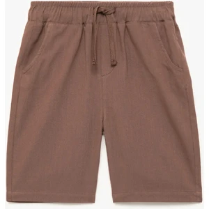 Beli Bağcıklı Pamuklu Cep Detaylı Basic Bermuda Şort