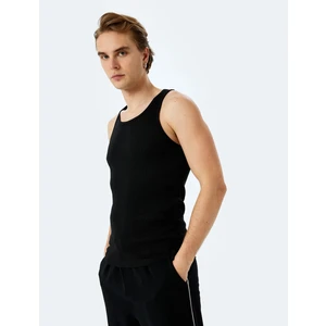 Bisiklet Yaka Slim Fit Kolsuz Fitilli Basic Atlet