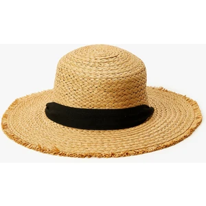 Bant Detaylı Hasır Şapka