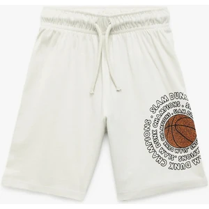 Baskılı Beli Bağlamalı Pamuklu Şort