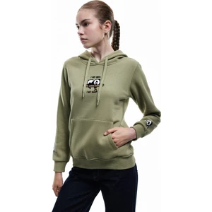 Panda Baskılı Şardonlu Kanguru Cepli Kapüşonlu Sweatshirt