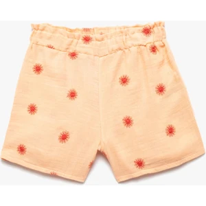 Pamuklu Beli Lastikli Desenli Şort