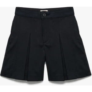 Normal Bel Cepli Viskon Karışımlı Pileli Şort