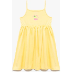 Askılı Pamuklu Baskılı Diz Üstü Elbise