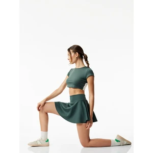 Yüksek Bel Rahat Kalıp Scuba Mini Spor Şort Etek