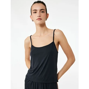 Modal Kumaş Ince Askılı Crop Pijama Üstü