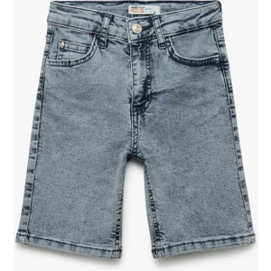 Düğmeli Cep Detaylı Pamuklu Denim Şort