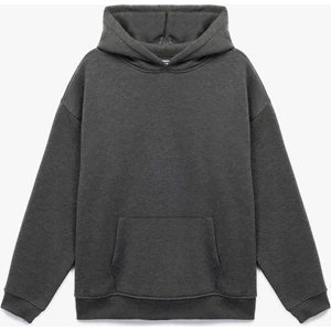Şardonlu Uzun Kollu Kapüşonlu Oversize Sweatshirt