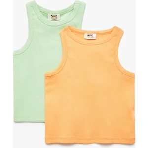 Pamuklu Bisiklet Yaka Fitilli 2'li Basic Atlet Seti