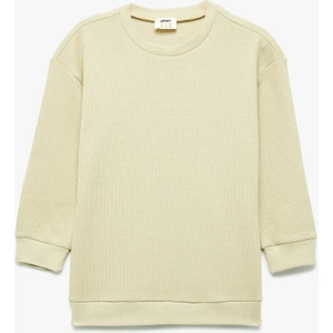 Pamuklu Uzun Kollu Bisiklet Yaka Oversize Basic Sweatshirt