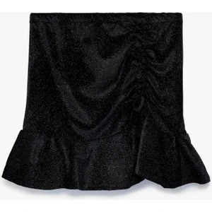 Beli Lastikli Drapeli Simli Fırfırlı Etek