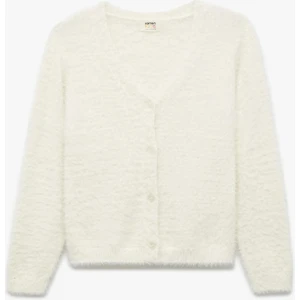 V Yaka Düğmeli Uzun Kollu Basic Hırka