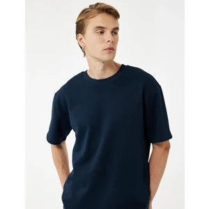 Pamuklu Kısa Kollu Pike Kumaş Bisiklet Yaka Basic Oversize Tişört