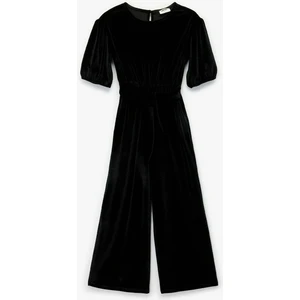 Balon Kollu Bisiklet Yaka Kadife Tulum