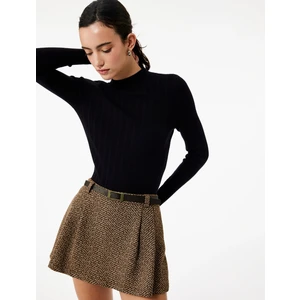 Dik Yaka Uzun Kollu Viskon Triko Kazak