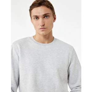 Pamuklu Uzun Kollu Şardonlu Bisiklet Yaka Erkek Basic Sweatshirt