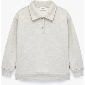 Uzun Kollu Düğmeli Polo Yaka Sweatshirt