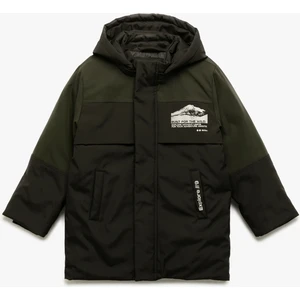 Çıtçıt Detaylı Uzun Kollu Kapşonlu Mont