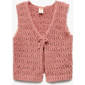 Bağlama Detaylı V Yaka Kolsuz Triko Basic Yelek