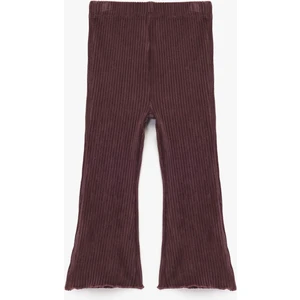 Pamuklu  Beli Lastikli Ispanyol Paça Basic Kadife Tayt