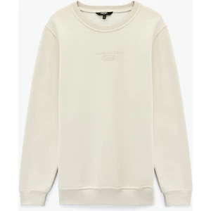 Uzun Kollu Bisiklet Yaka Şardonlu Baskılı Sweatshirt