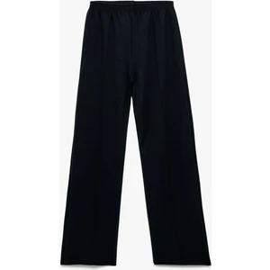 Viskon Karışımlı Beli Lastikli Basic Geniş Paça Pantolon