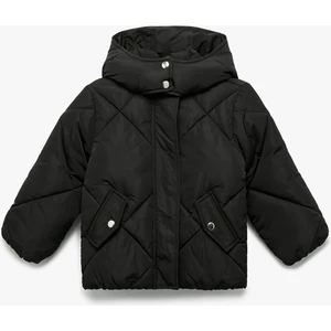 Uzun Kollu Cepli Kapitone Kapşonlu Mont