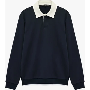 Şardonlu Polo Yaka Uzun Kollu Sweatshirt