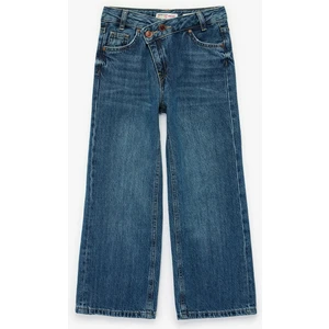 Pamuklu Cepli Geniş Paça Denim Pantolon