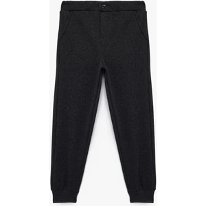 Düğmeli Cep Detaylı Basic Pantolon Görünümlü Eşofman Altı