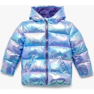 Kapşonlu Fermuarlı Parlak Şişme Mont