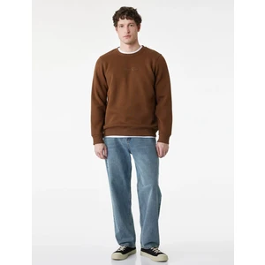 Regular Fit Uzun Kollu Şardonlu Bisiklet Yaka Basic Baskılı Sweatshirt