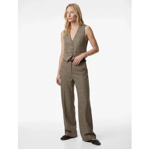 Kruvaze Düğmeli Ekose Crop Blazer Yelek